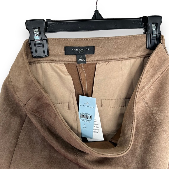 NWT Ann Taylor wide leg crop faux suede tan pants petite size 4 4P NEW - Picture 9 of 11